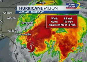 Center of Category 1 hurricane moves off Florida’s shore